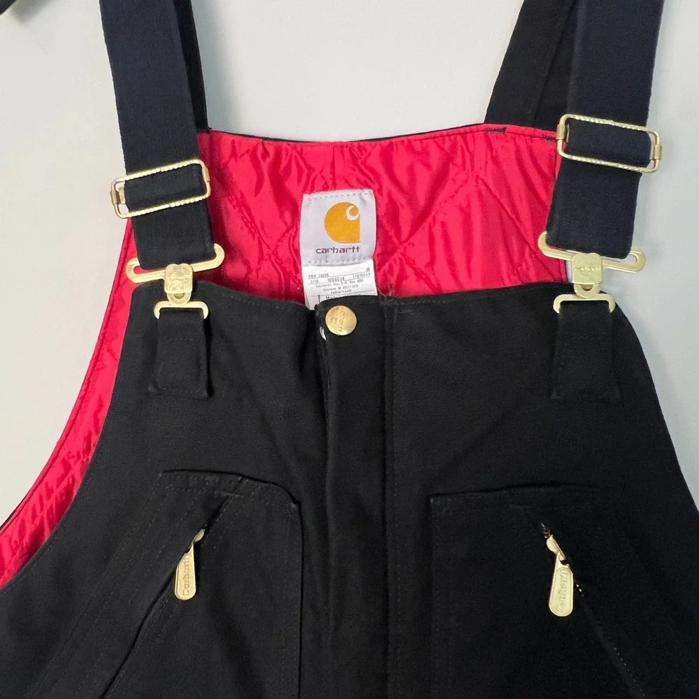 Carhartt Bib Overalls Mens 34x34 Black R38 Quilt Lined Duck Canvas Workwear Gorp